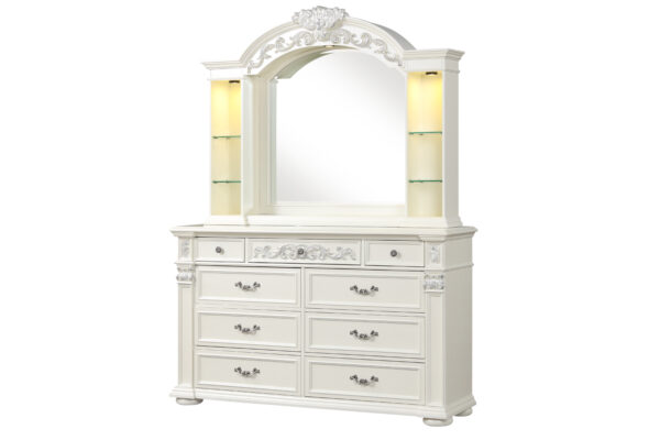 Platinum White Dresser with Mirror